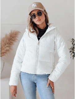 Dámska krátka páperová bunda GLAMVO s kapucňou biela FashionStreet TY4952