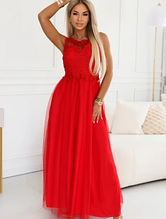 maxi šaty s krajkou a  červené model 22124233 - numoco basic