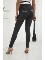 Bavlnené nohavice so zirkónmi na zadných vreckách graphite Bavlnené nohavice so zirkónmi na zadných vreckách graphite