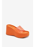 Dámské nazouváky na platformě s průhledným páskem Oranžové Zolretia