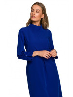 S318 Voľné šaty s vysokým golierom - kráľovská modrá