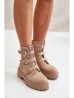 Zateplené dámske členkové topánky s béžovou ozdobou Ciascia