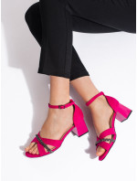 Výborné  sandály růžové dámské na širokém podpatku