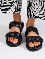 Trendy černé dámské nazouváky bez podpatku Trendy černé dámské nazouváky bez podpatku