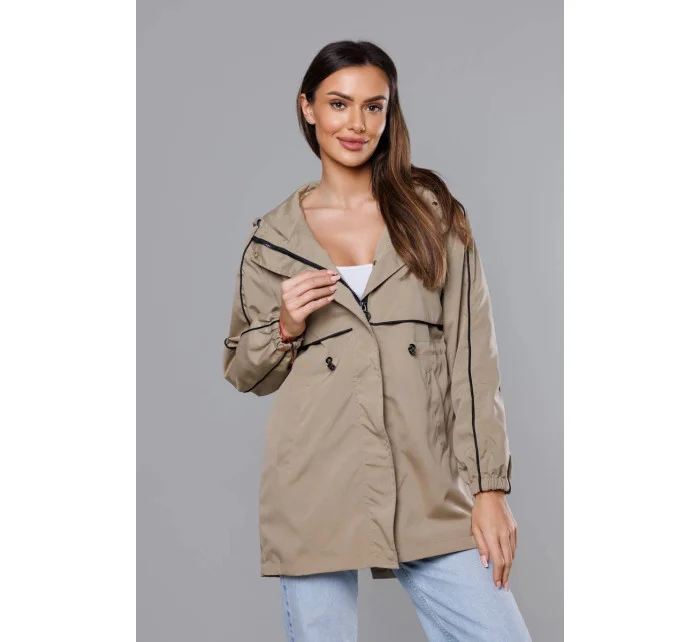 Tenká béžová dámska bunda s podšívkou (B8119-12) Tenká béžová dámska bunda s podšívkou (B8119-12)