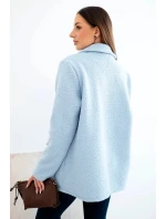 Dámská bunda z měkkého model 21954856 s límcem modrá - K-Fashion