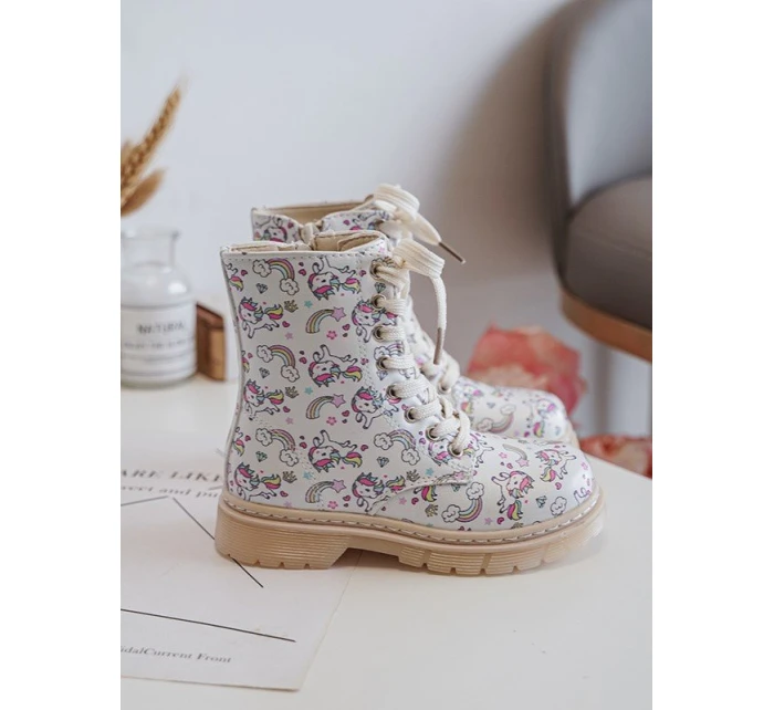 Ocieplane Botki Dziecięce Na Suwak Beżowe Dolida - Kucyki