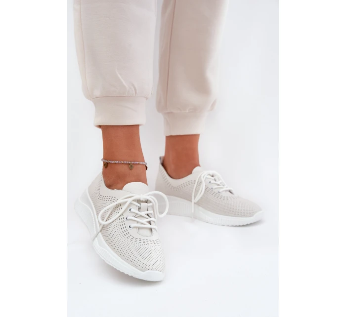 Dámské Kožené Sportovní Boty model 21691334 Bílé - VINCEZA