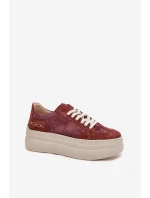 Zamszowe Sneakersy Na Masywnej Platformie Zazoo N1270S3 Fioletowe