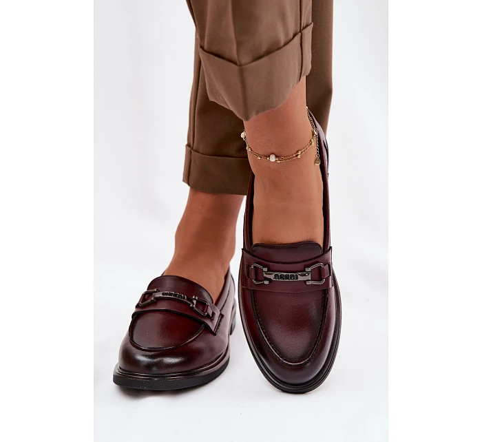 Kožené dámské mokasyny Vinceza 39983 bordó