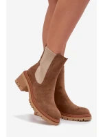 Dámske členkové topánky Zoralia na klinčeku - tmavo béžové