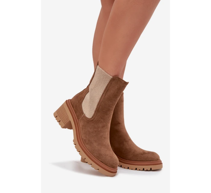 Dámske členkové topánky Zoralia na klinčeku - tmavo béžové