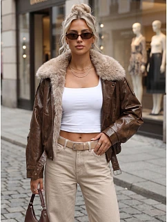 Kurtka damska zimowa z i z futerkiem brązowa model 22386909 - FashionStreet