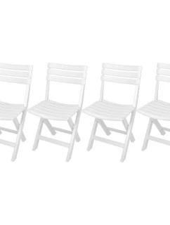 SADA 4 PLASTOVÝCH SKLADACÍCH STOLIČIEK KOMODO BIELA