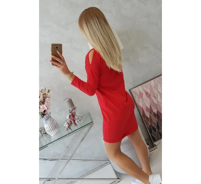 Šaty s potiskem model 18744060 v červené barvě - K-Fashion