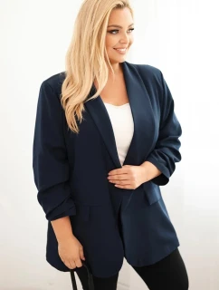Dámske elegantné plus size sako modré