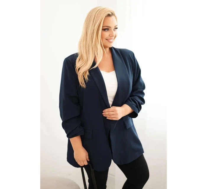 Dámske elegantné plus size sako modré