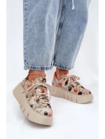 Skórzane Sneakersy Na Platformie Maciejka 06891-18 Beżowe