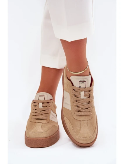 Zamszowe Sneakersy Damskie Daniel Lopez Just Dare SS2D4022 Beżowe