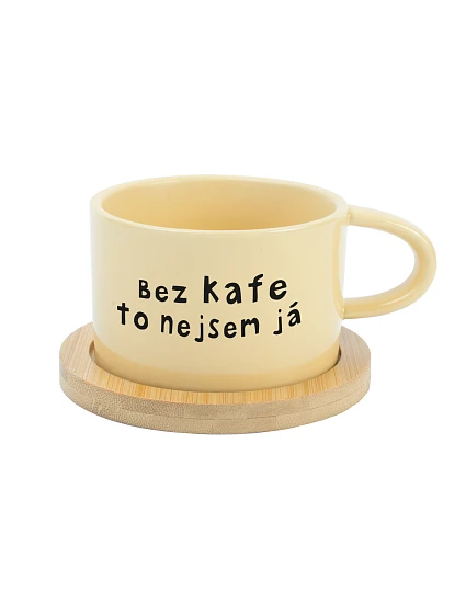 BEZ KÁVY TO NIE SOM JA - žltý hrnček makrónka 200 ml
