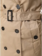 Dámsky dvojradový kabát s kapucňou FashionStreet camel TY5656