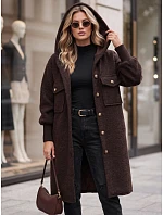 Płaszcz damski długi z kapturem model 22371857 - FashionStreet Płaszcz damski długi z kapturem model 22371857 - FashionStreet