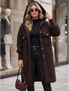 Płaszcz damski długi z kapturem model 22371857 - FashionStreet