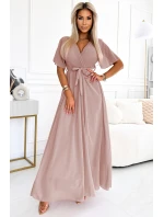 Dlouhé šaty se výstřihem a vázáním model 22316503 - numoco basic Dlouhé šaty se výstřihem a vázáním model 22316503 - numoco basic