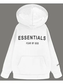 Hrubšia biela dámska mikina s klokankou (22936)