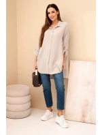 Košile bavlněná mušelínová Plus Size tmavě béžová