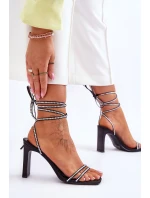 Eleganckie Wiązane Sandały Z Dżetami Czarne Nessy Eleganckie Wiązane Sandały Z Dżetami Czarne Nessy