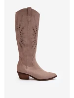 Semišové Lodičky s na Nízkém Podpatku Bežové model 21646141 - Zazoo