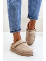 Dámske zateplené papuče s kožušinou na platforme Beige Azida
