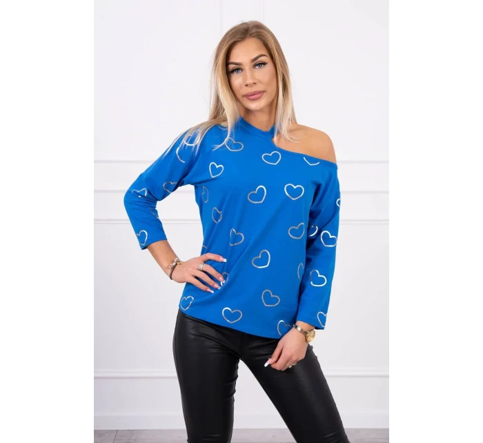 Nevädze modrá blúzka s potlačou srdca