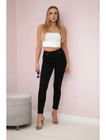 Bavlnené nohavice s lemom na vreckách čierne