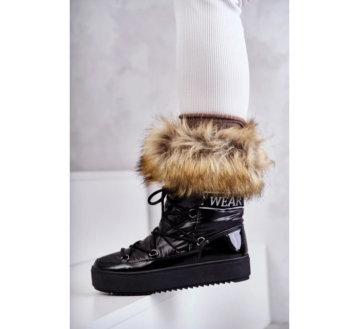 Dámské šněrovací boty do sněhu Černá model 21596340 - Boto Dámské šněrovací boty do sněhu Černá model 21596340 - Boto