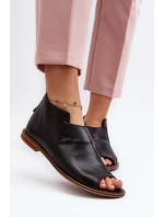 Damskie Skórzane Sandały Laura Messi 2443 Czarne