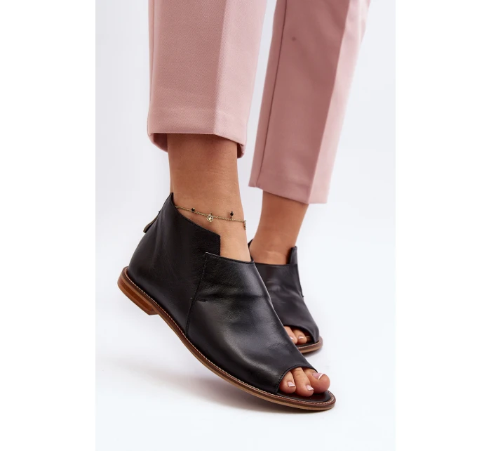 Damskie Skórzane Sandały Laura Messi 2443 Czarne