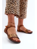 Ploché Kožené Dámské Sandály model 21661414 - Zazoo Ploché Kožené Dámské Sandály model 21661414 - Zazoo