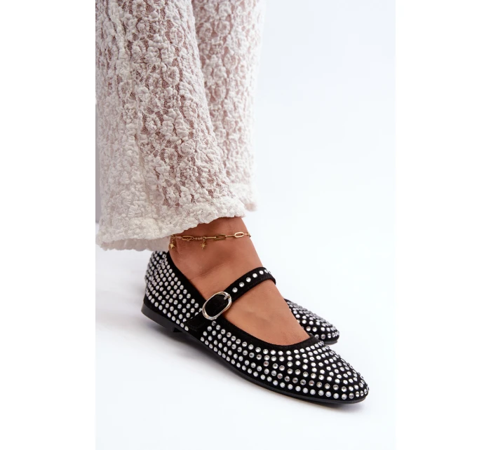 Eko Semišové Baletky S Ozdobami z Černé model 21666798 - Boto Eko Semišové Baletky S Ozdobami z Černé model 21666798 - Boto