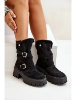 Botki Damskie Na Masywnym Obcasie Z Klamrami I Paskiem Czarne Nerelisa Botki Damskie Na Masywnym Obcasie Z Klamrami I Paskiem Czarne Nerelisa