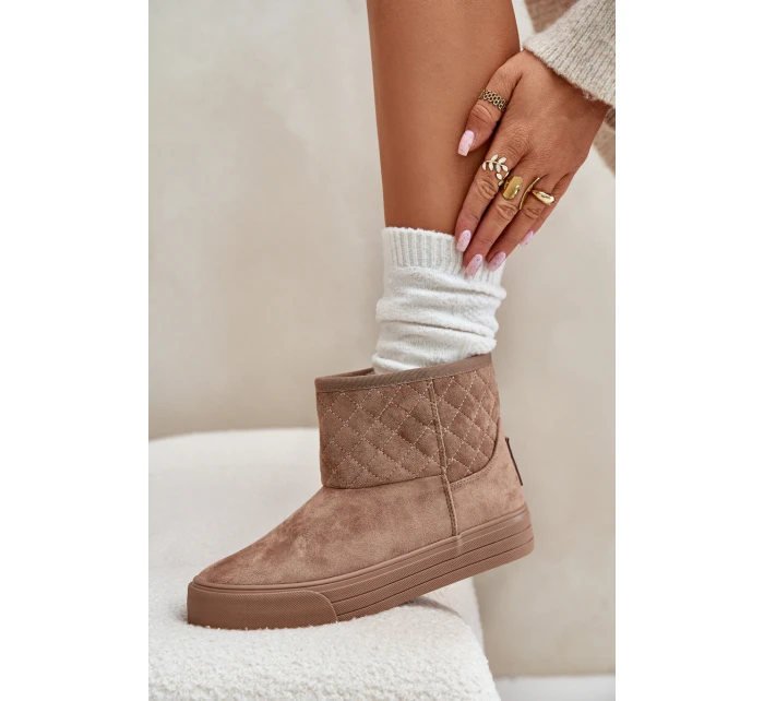 Botki Śniegowce Na Zamek Ocieplane Futerkiem Big Star OO274A524 Beżowe Botki Śniegowce Na Zamek Ocieplane Futerkiem Big Star OO274A524 Beżowe