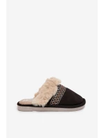 Dámské pantofle s kožíškem a výšivkou Černé Devianne