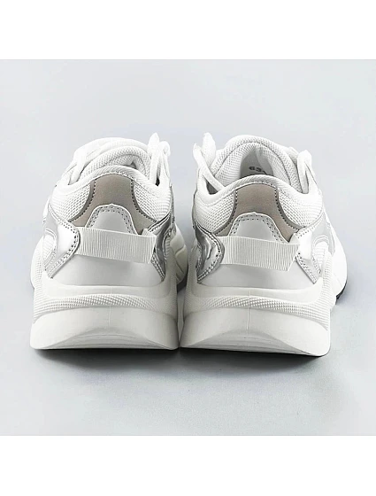 Bílé šněrovací sneakersy s barevnými vsadkami model 17177627