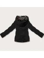 Miss TiTi Čiernohnedá krátka voľná bunda s leopardím vzorom (25898)