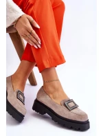 Wygodne Zamszowe Mokasyny Beżowe Agathe Wygodne Zamszowe Mokasyny Beżowe Agathe