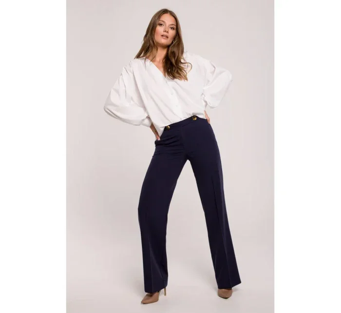 K114 Klasické nohavice s rovnými nohavicami - tmavo modré K114 Klasické nohavice s rovnými nohavicami - tmavo modré