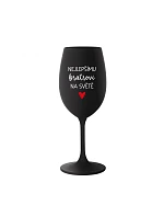 THE BEST BROTHER IN THE WORLD - čierny pohár na víno 350 ml