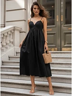 Bavlnené midi šaty ELIENE black FashionStreet EY2442 Bavlnené midi šaty ELIENE black FashionStreet EY2442