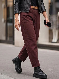 Jeansy damskie z wysokim stanem mom fit z paskiem  model 22363306 - FashionStreet